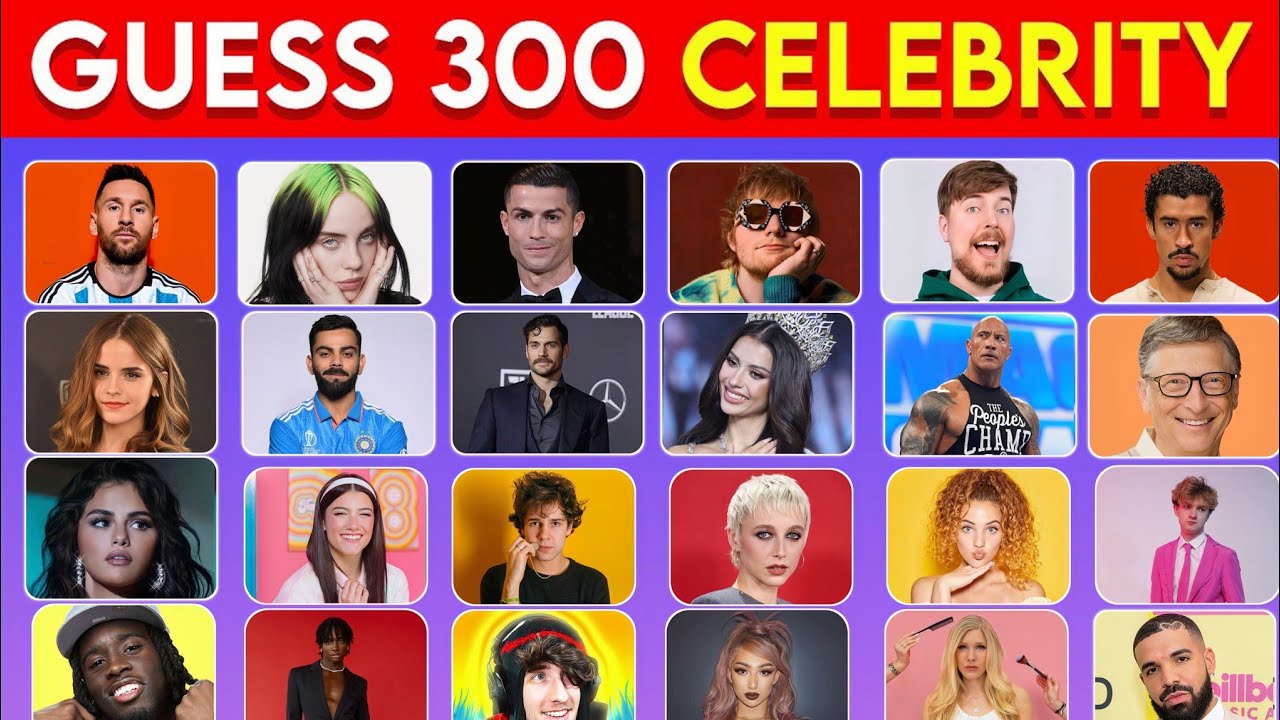 Guess the Celebrity in 3 Seconds | 300 Most Famous People | quizzy q | celebrity quiz 