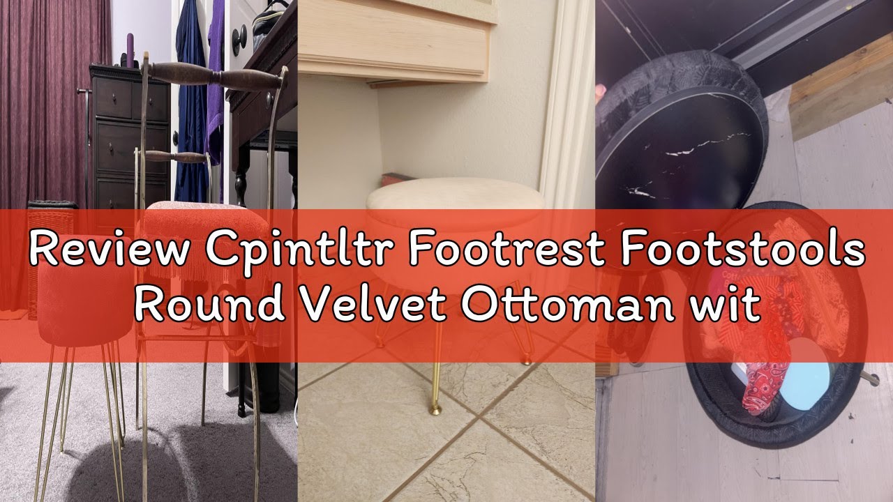 Review Cpintltr Footrest Footstools Round Velvet Ottoman with Storage Space Soft Vanity Chair with M