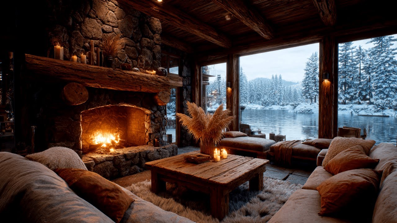Good Mood Happy Jazz 🎶 Bossa Nova Fireplace Ambience for Work 3