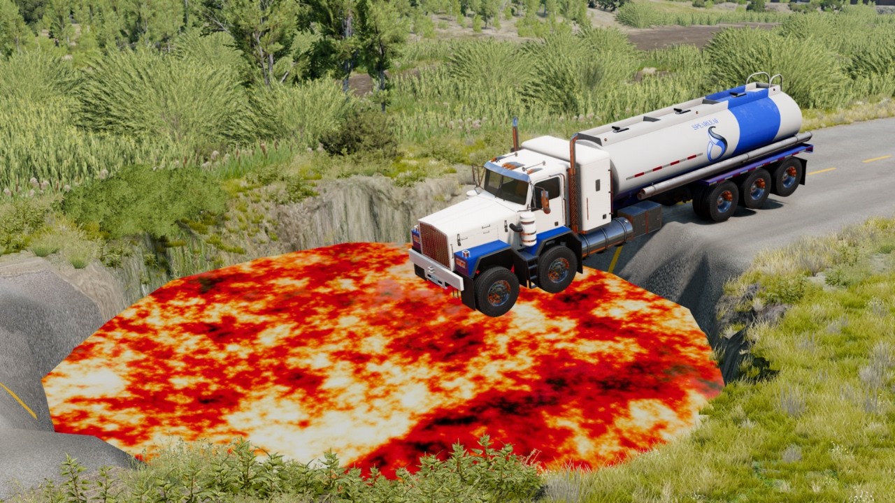 Cars vs Lava Pit Crash in BeamNG.drive