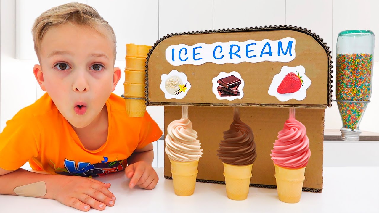 Влад и Ники устраивают челлендж с мороженым и арбузом для мамы