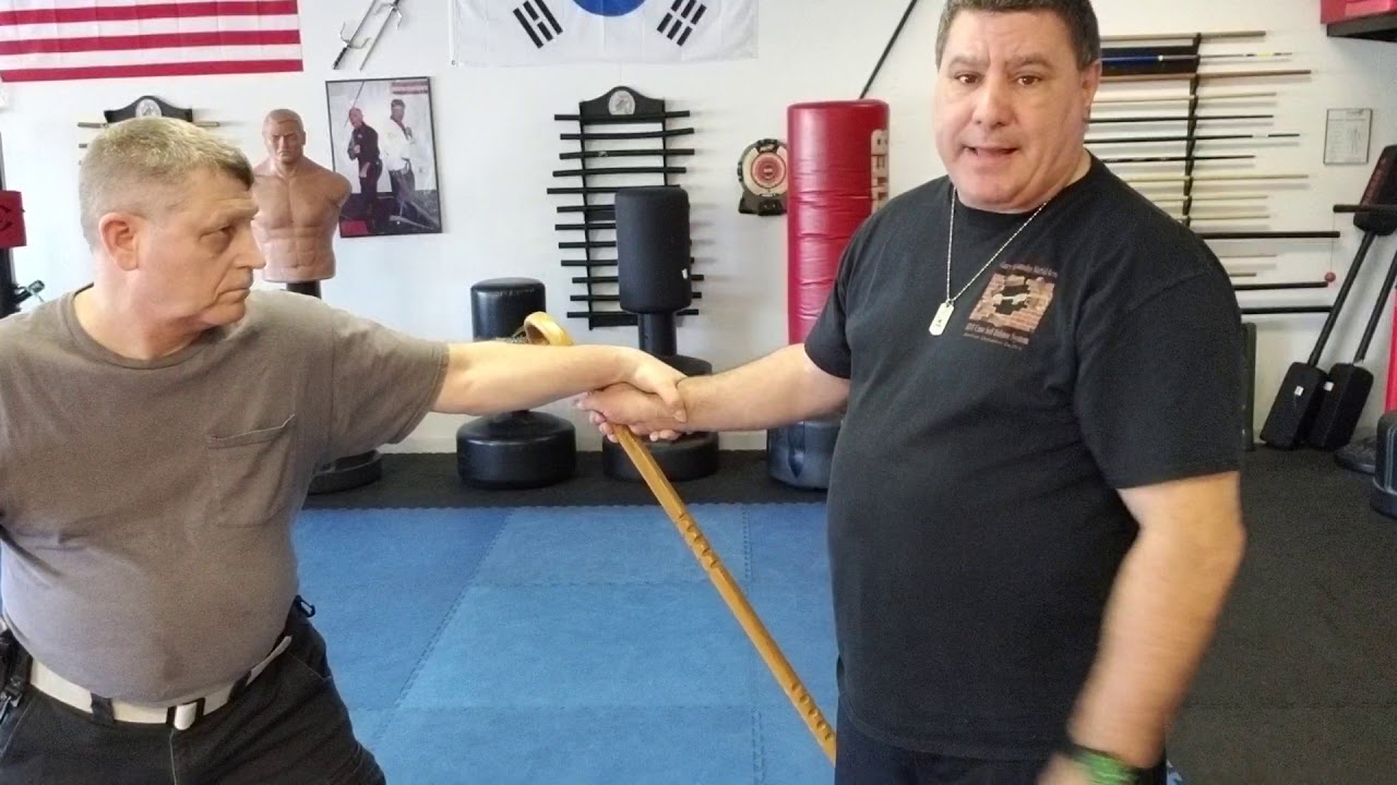 Cane self-defense with using the crook and horn for joint Manipulation.