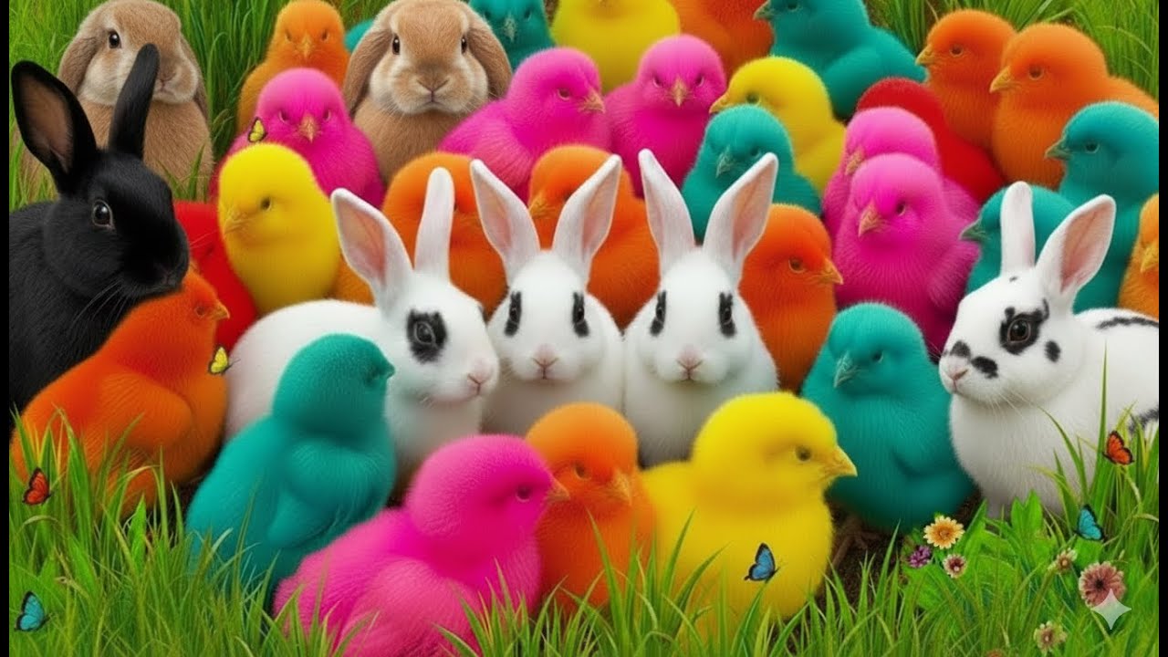 Cute Chicken, colorful chicken, rainbow chicken, cute rabbit, cute duck, koi fish, cute animals