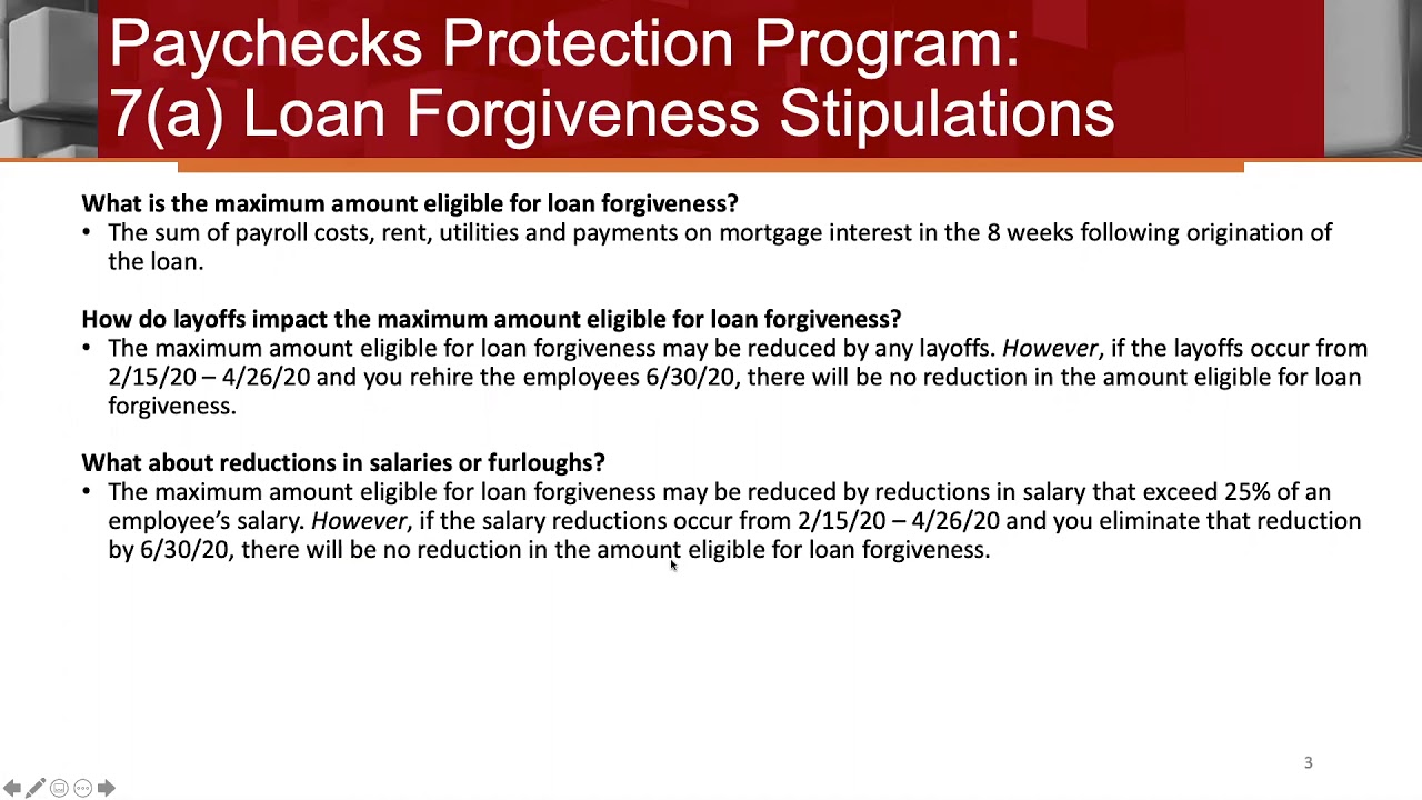 Forgiveness stipulations | Paycheck Protection Program