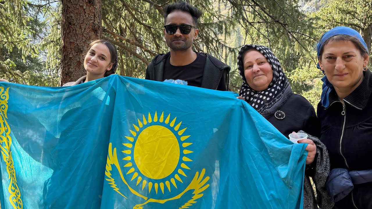 Kazakhstan day2 local people loves Indian #almaty #travel #tourist place #1million #lake  story 7
