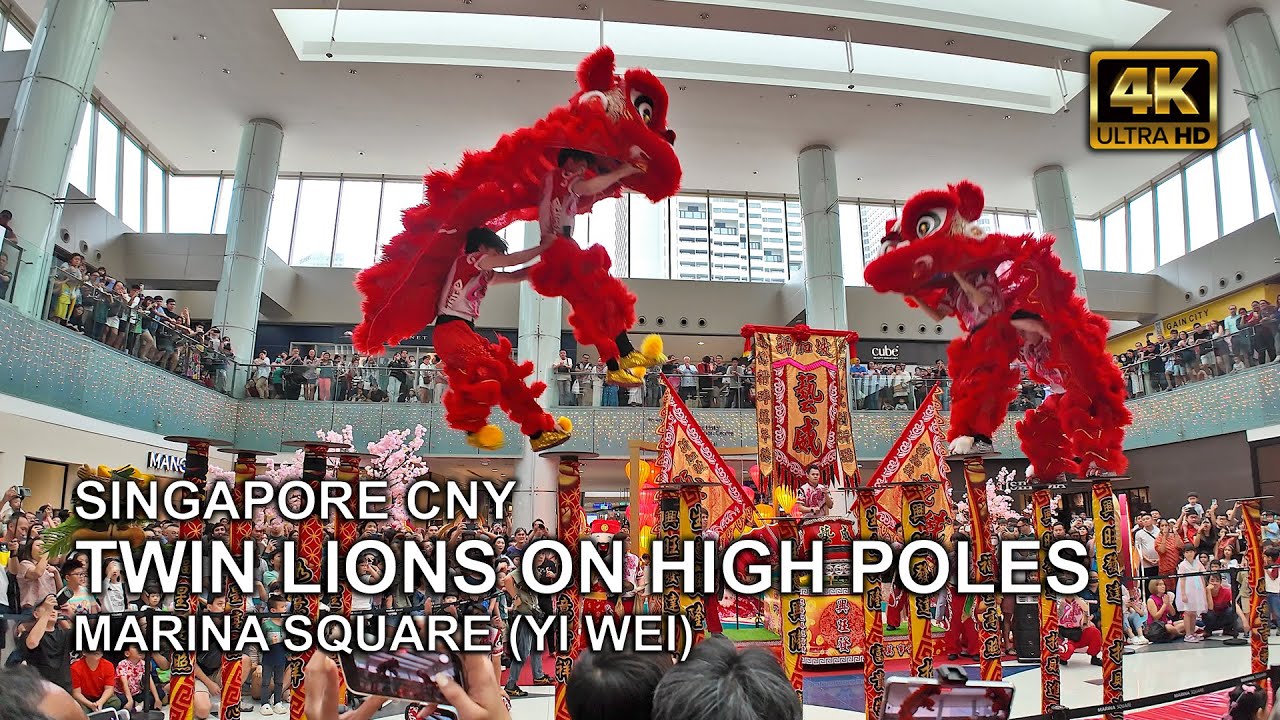 Watch Yi Wei's Acrobatic High Pole Lion Dance @ Marina Square | Singapore Chinese New Year 2025