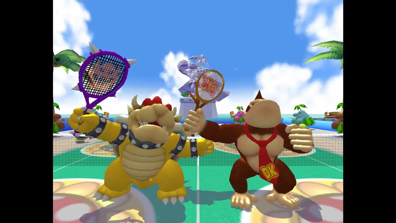 mario pro tennis exhibition 2 player delfino plaza court