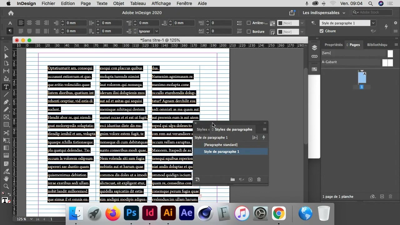 InDesign Grille de ligne de base
