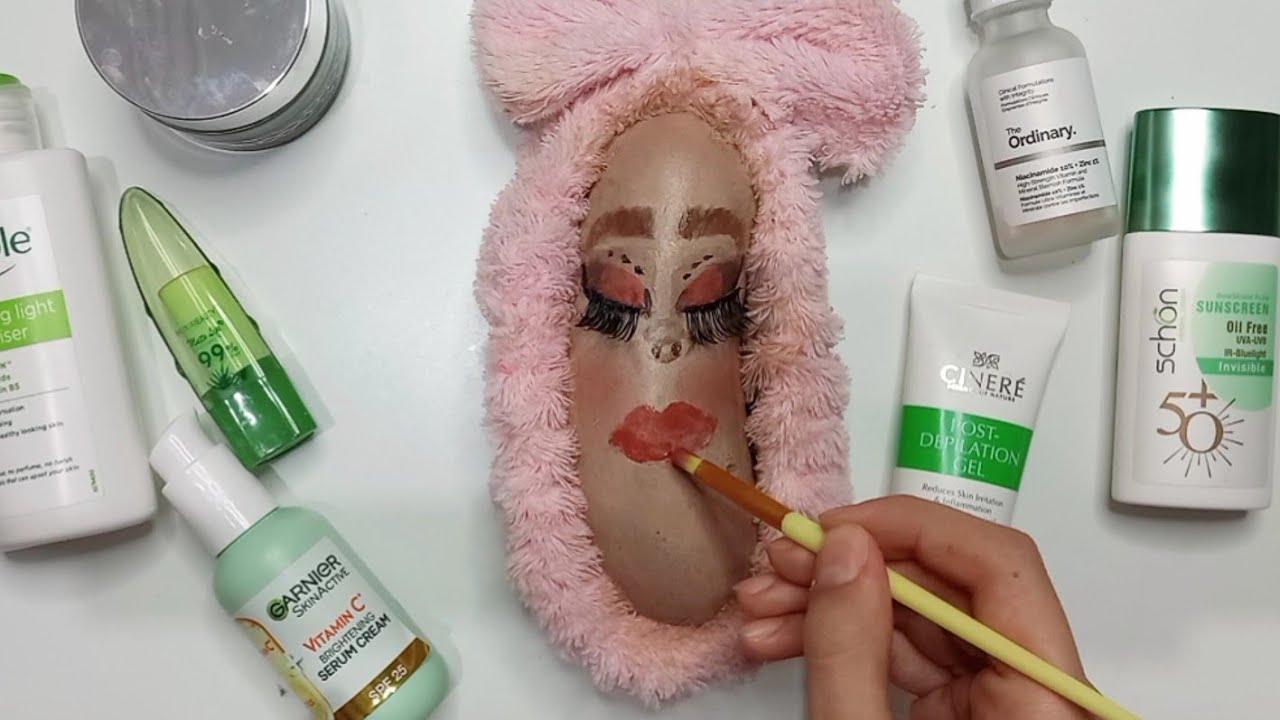 ASMR Makeup on zucchini🥒💄 |makeup for sleep |Relaxing 💆🏻‍♀️💖