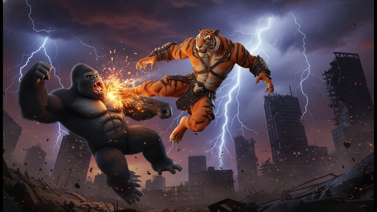 kongo vs tigro epic city battle ultra realistic cgi kong