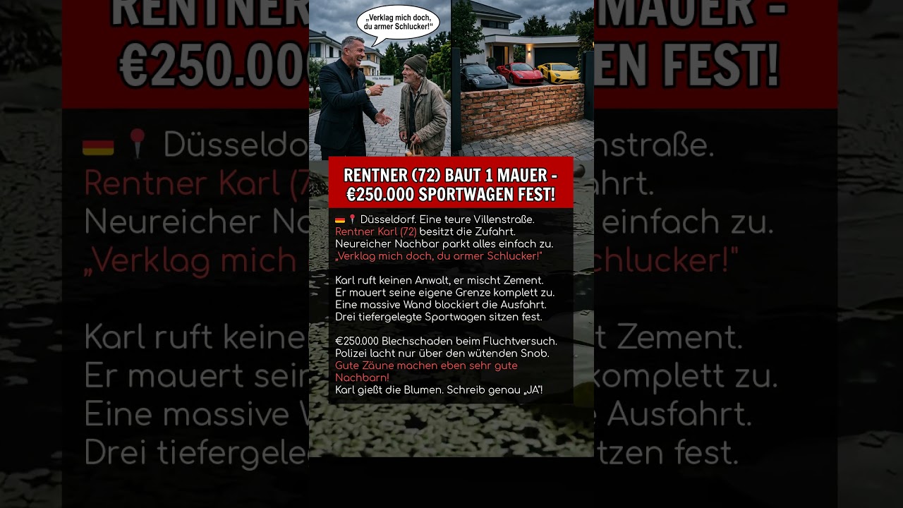 RENTNER (72) BAUT 1 MAUER &ndash; &euro;250.000 SPORTWAGEN FEST!