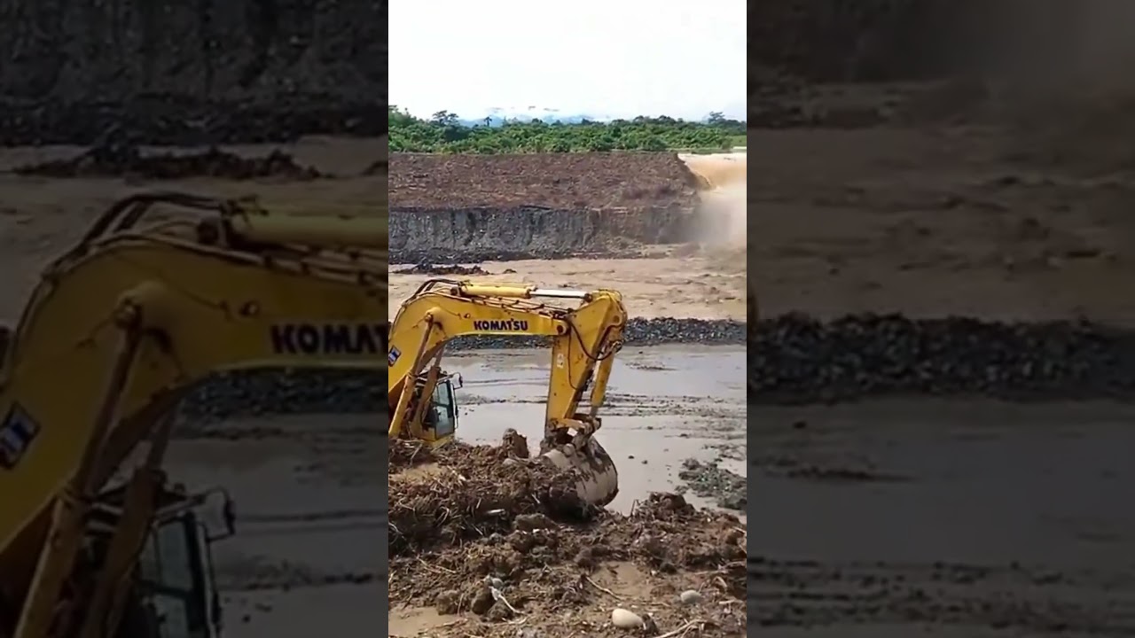 Excavator vs collapsed dam