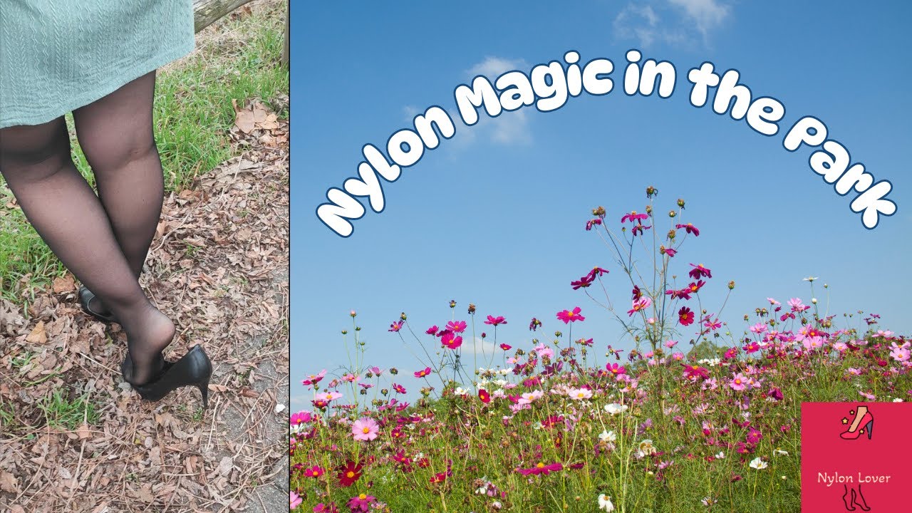 Romina Dior Black Nylon Elegance at the Park  Eleganza in collant neri al parco con Romina Dior