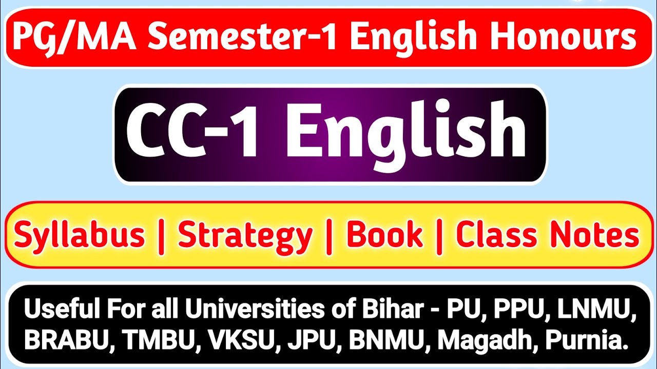 PG/MA Semester-1 English Syllabus | CC-1 English | PU, PPU, LNMU, BRABU, BNMU, TMBU, VKSU, others |