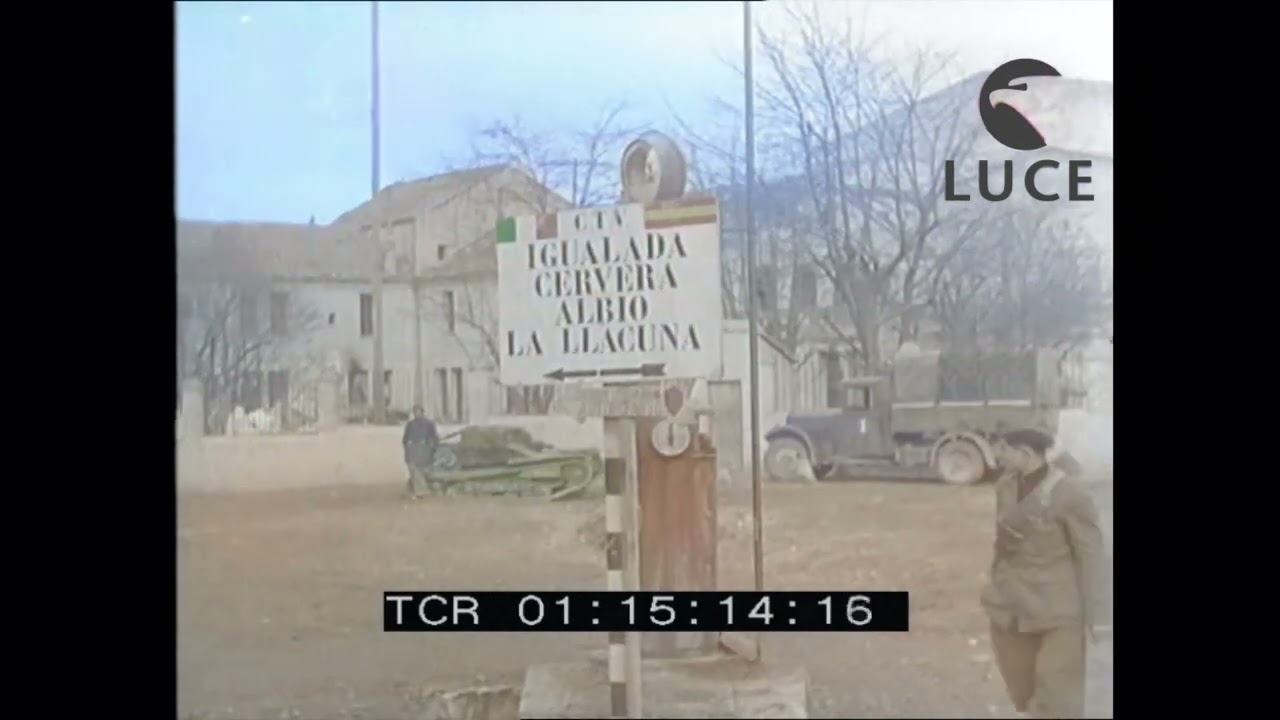 La Guerra Civil a Igualada en COLOR (22/01/1939). Entrada de les tropes feixistes.