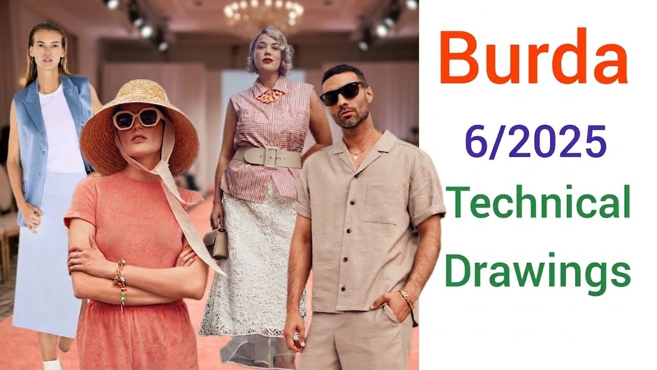 Burda 6/2025 Technical drawings of autumn clothing. Burda Style 6/2025