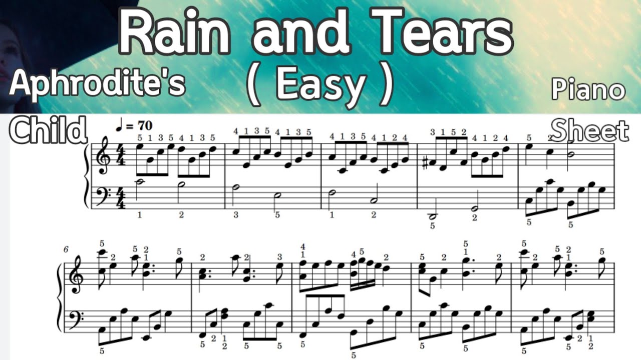 Rain and Tears / Easy Piano Sheet / Aphrodites'a child / Demis Roussos /  by SangHeart Play