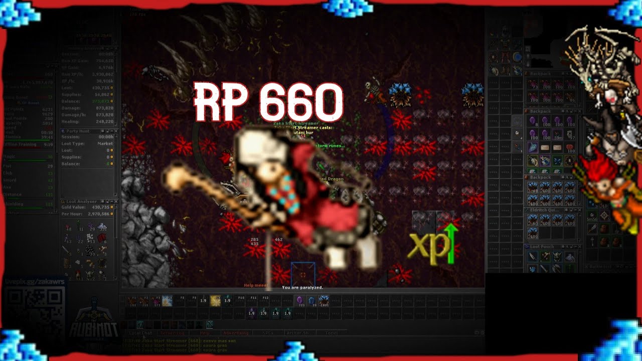 RUBINOT- RP 660 SOLO UNDEAD DRAGON ORAMOND -2 ,3.5KK XP HR + 2.2KK DE PROFIT
