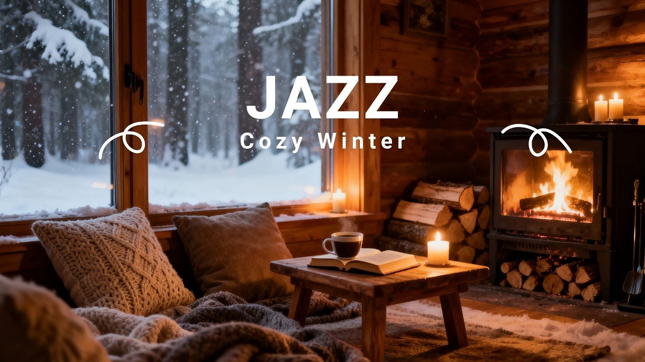 Cozy Winter Jazz by the Fireplace | January Relaxation for Smooth Coffee Shop Ambience
