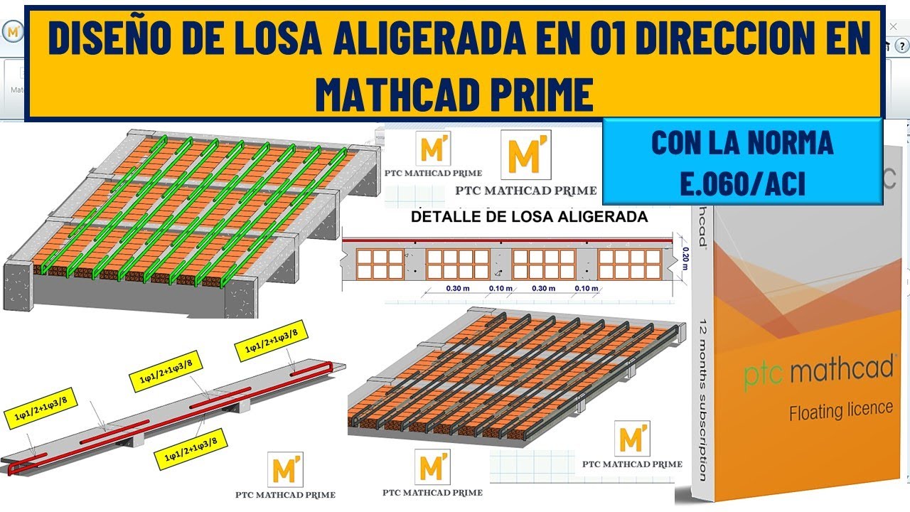 PLANTILLA DISEÑO DE LOSA ALIGERADA EN 01 DIRECCION EN MATHCAD PRIME 10  CON LA NORMA E.060/ACI