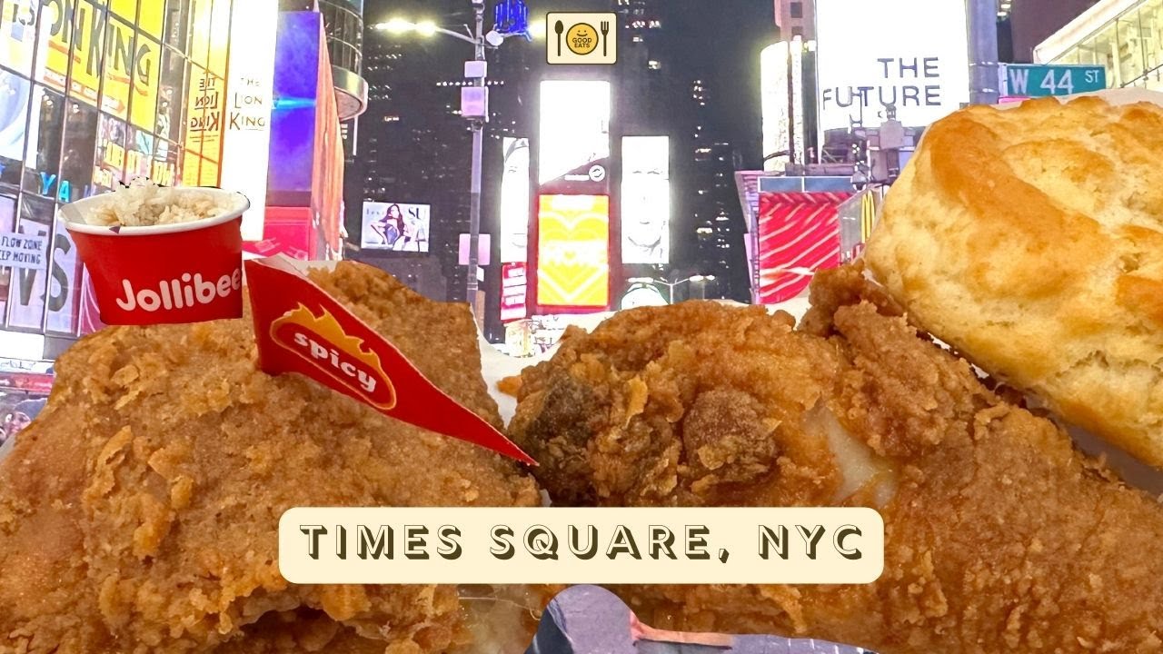 First Time Trying Jollibee Times Square in NYC | NYC Food | Times Square | Fast Food | Fried Chicken