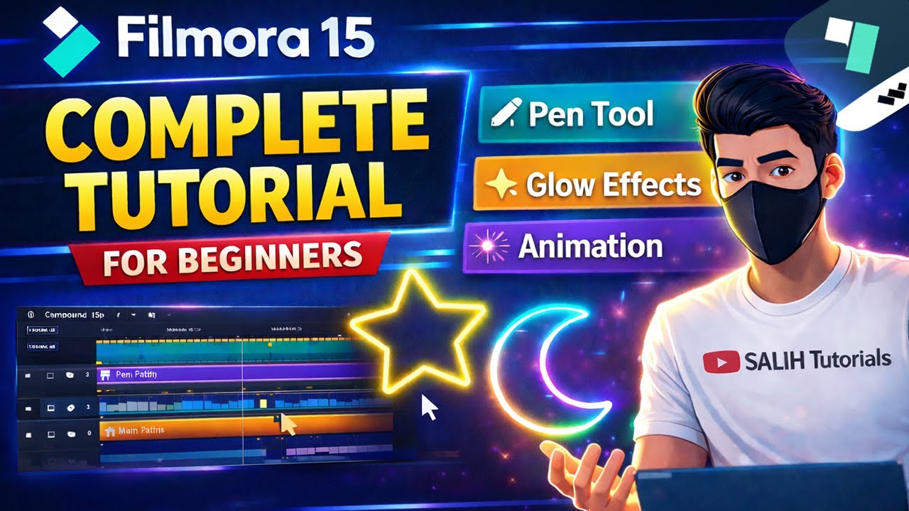 Filmora 15 Complete Tutorial for Beginners | Chapter 3: Pen Tool, Glow & Animation Effects FXs