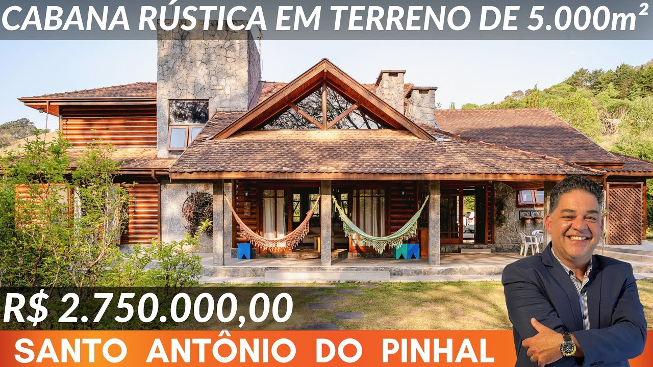 🍁 CABANA RÚSTICA EM TERRENO DE 5.000 M²  COM PISCINA EM SANTO ANTÔNIO DO PINHAL -  R$ 2.750.000,00