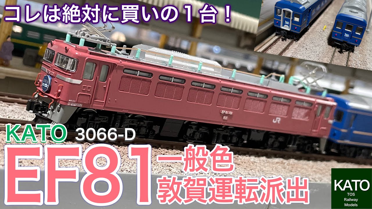 KATO 1月新商品 3066-D EF81 一般色 敦賀運転派出 がやってきました。EF81初のスロットレスモーターで、相棒は24系寝台特急「日本海」もいいけど・・・。鉄道模型/Nゲージ