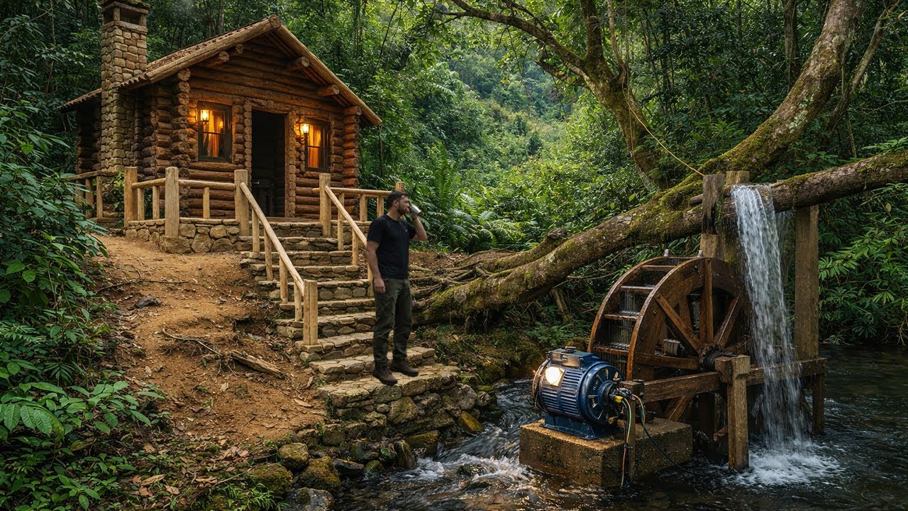 I spent 100 days building a wooden house by myself to survive in the forest
