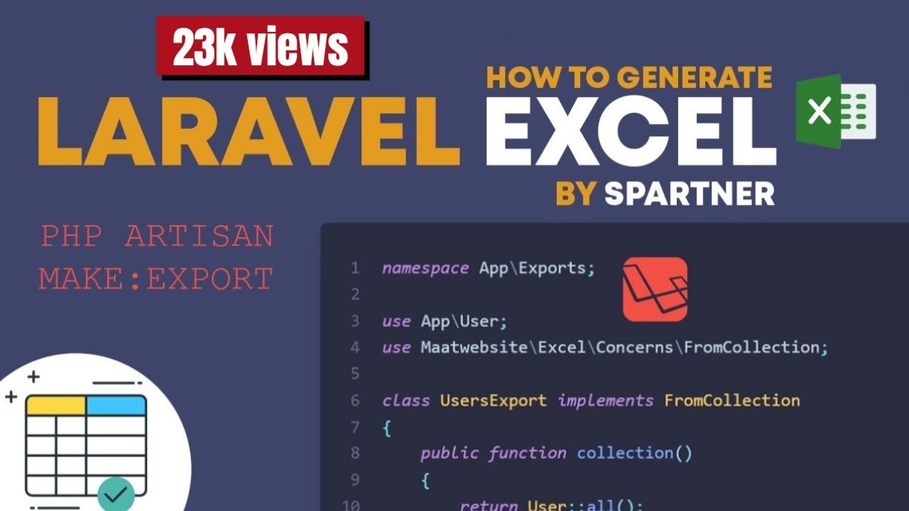Экспорт данных в LARAVEL EXCEL — из представления — генерация данных в EXCEL — LARAVEL