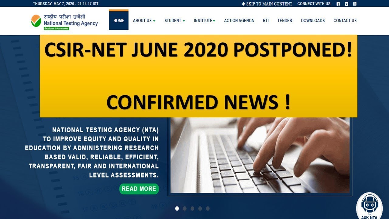 NTA POSTPONED CSIR  UGC NET JUNE 2020 EXAM | NEW CSIR NET EXAM DATE | UGC NET EXAM POSTPONED