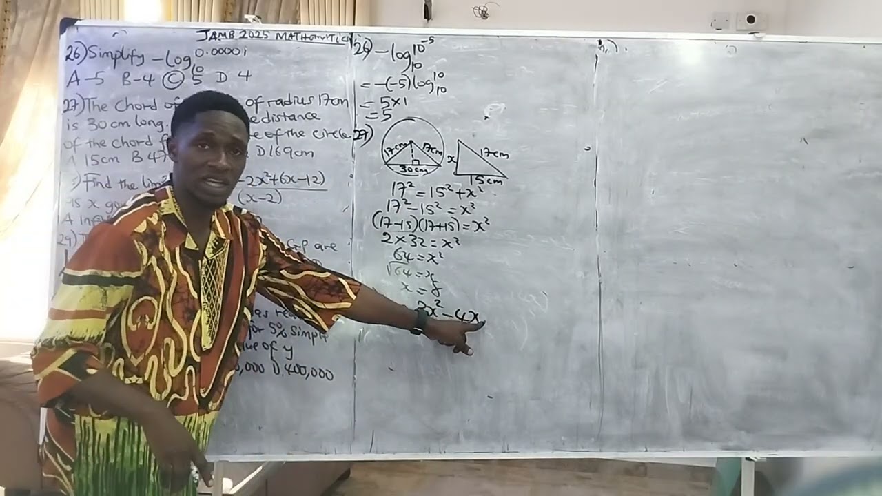JAMB 2025 MATHEMATICS QUESTIONS 26-30