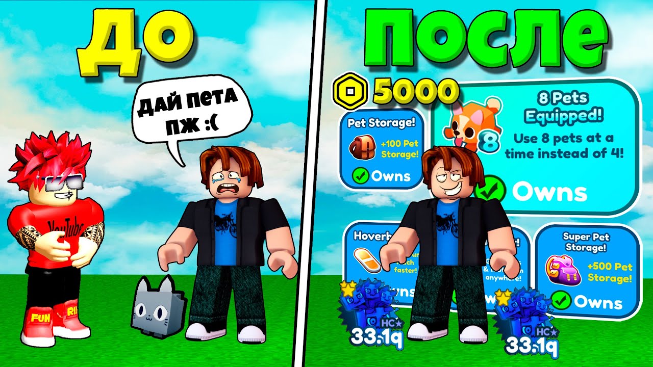 ПРОКАЧАЛ НОВИЧКА ПОДПИСЧИКА ДО ПРО В PET SIMULATOR X ROBLOX