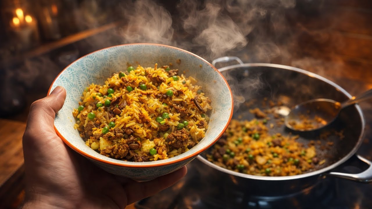 POV: Spiced Moroccan Lamb Egg Fried Rice | 10-Minute Home Cook for lunch