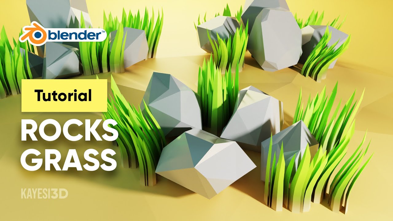Low poly rocks/stones and grass | Blender tutorial