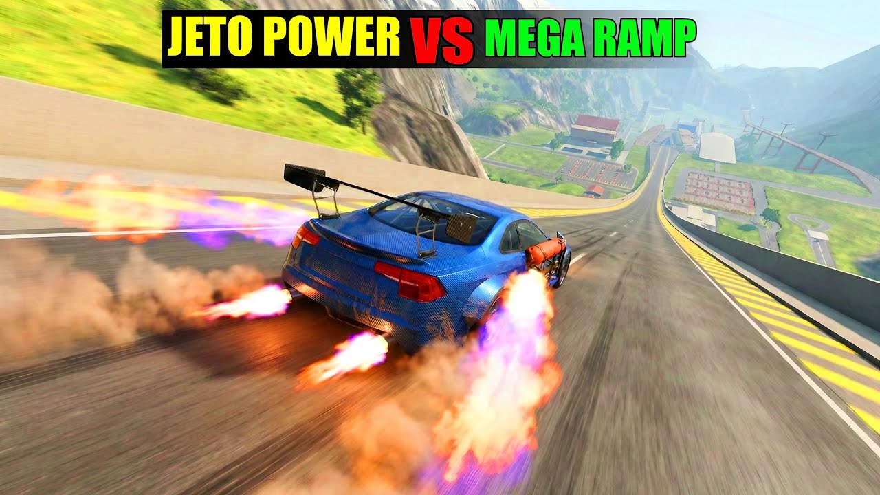 JATO Rocket Cars vs Massive MEGA RAMP Challenge #1 [BeamNG.Drive]