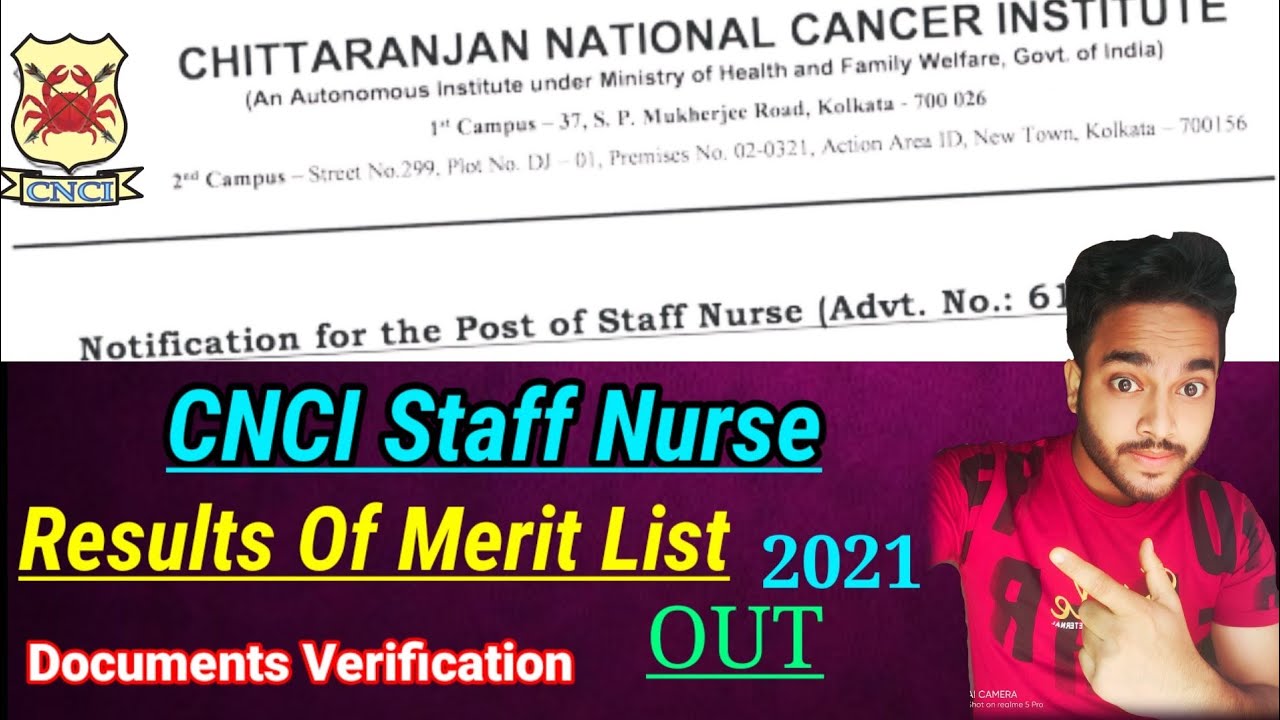CNCI Staff Nurse Result /Documents Verification Date Cnci Staff Nurse Merit List