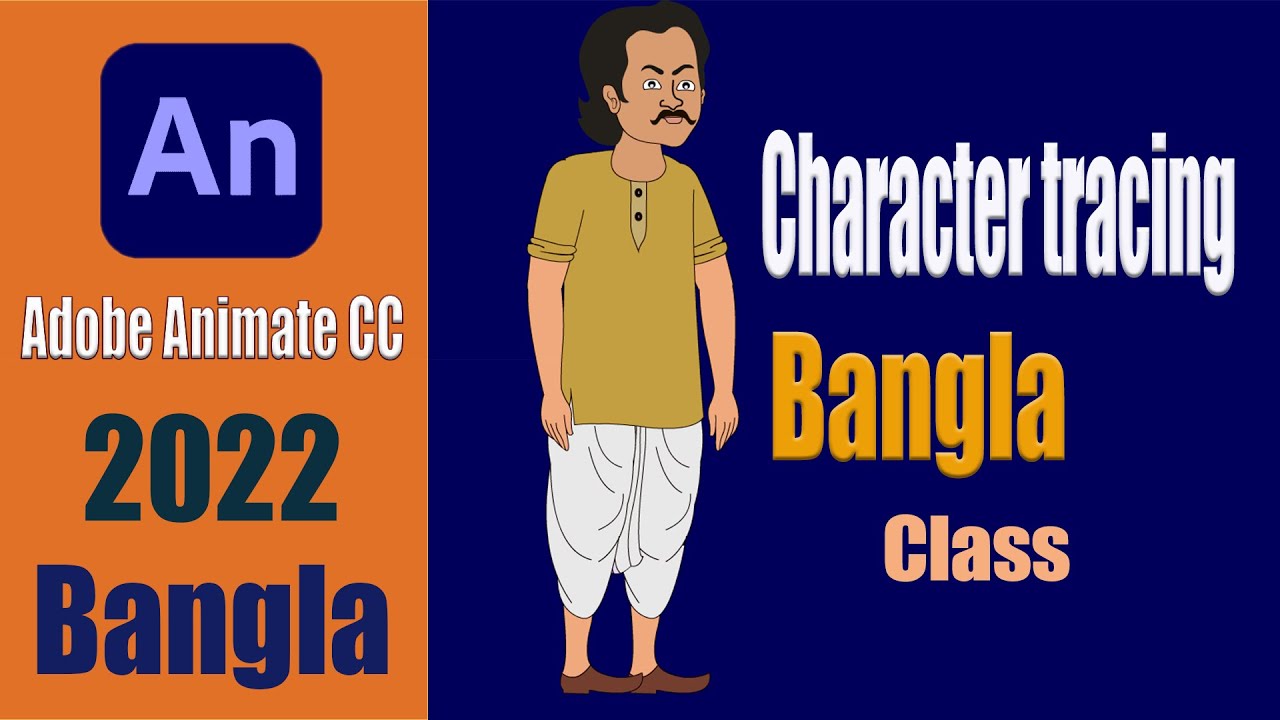 Adobe animate cc 2022 Character tracing 2d animation tutorial bangla adobe animate
