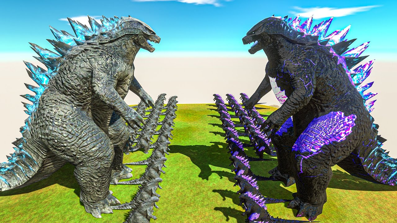 Legendary Godzilla War - Growing Godzilla 2014 VS Purple Godzilla, Size Comparison Godzilla