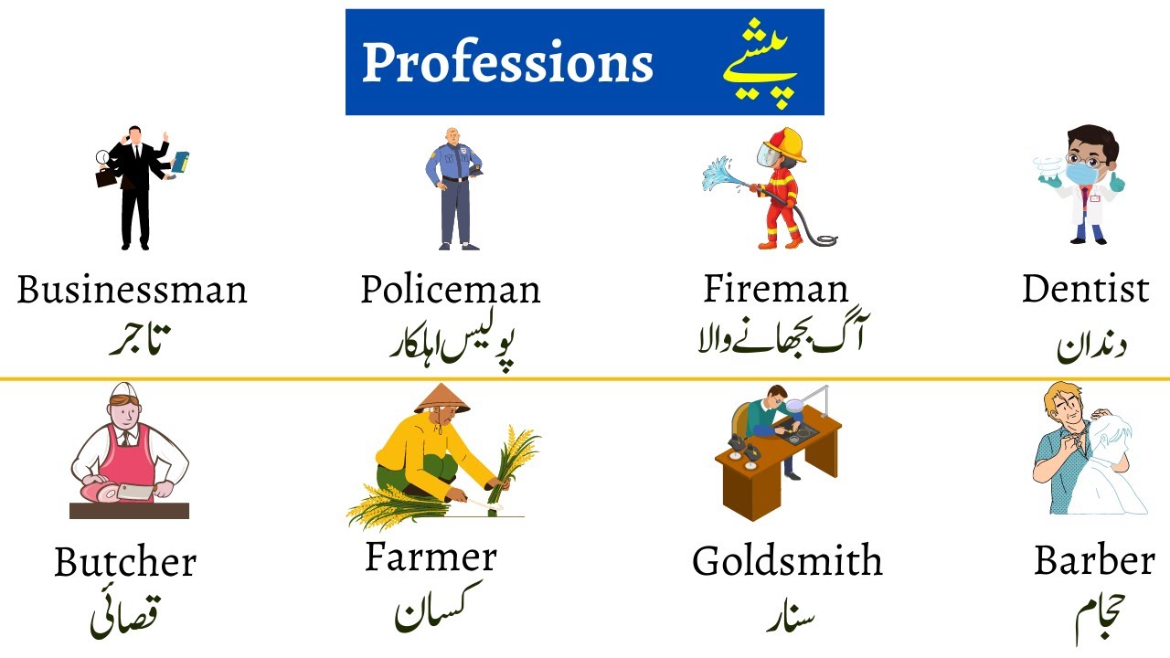 Professions and Occupations Vocabulary in English and Urdu | English Basic Vocabulary