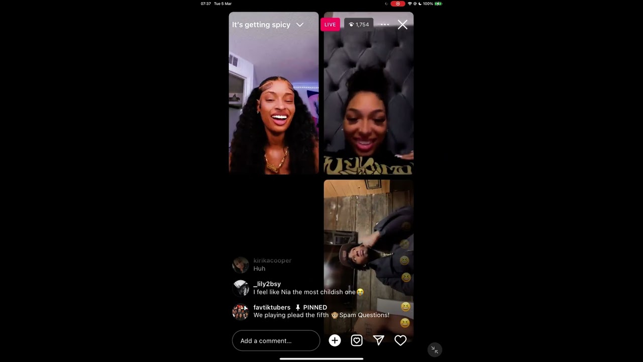 Benet, Nia, Kj & Tj Instagram Live playing Plead the Fifth 05/03🫢* spills the tea*