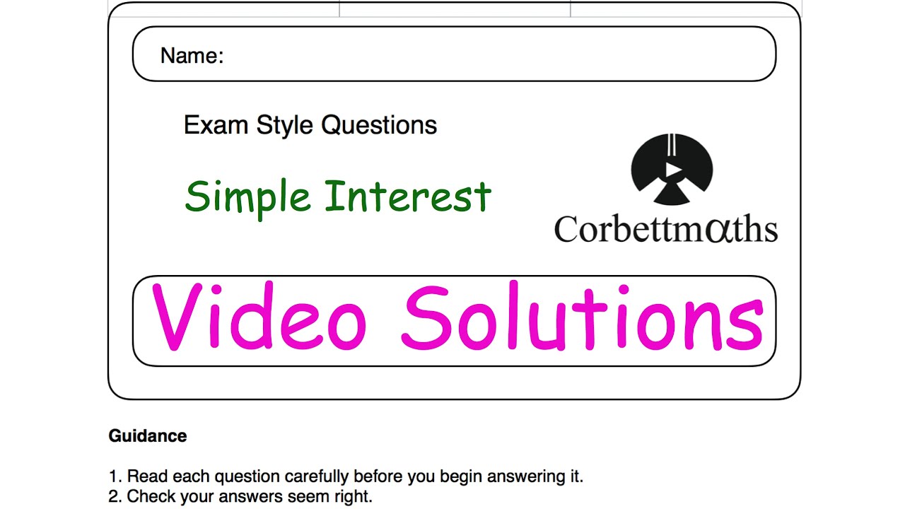 Simple Interest Answers - Corbettmaths