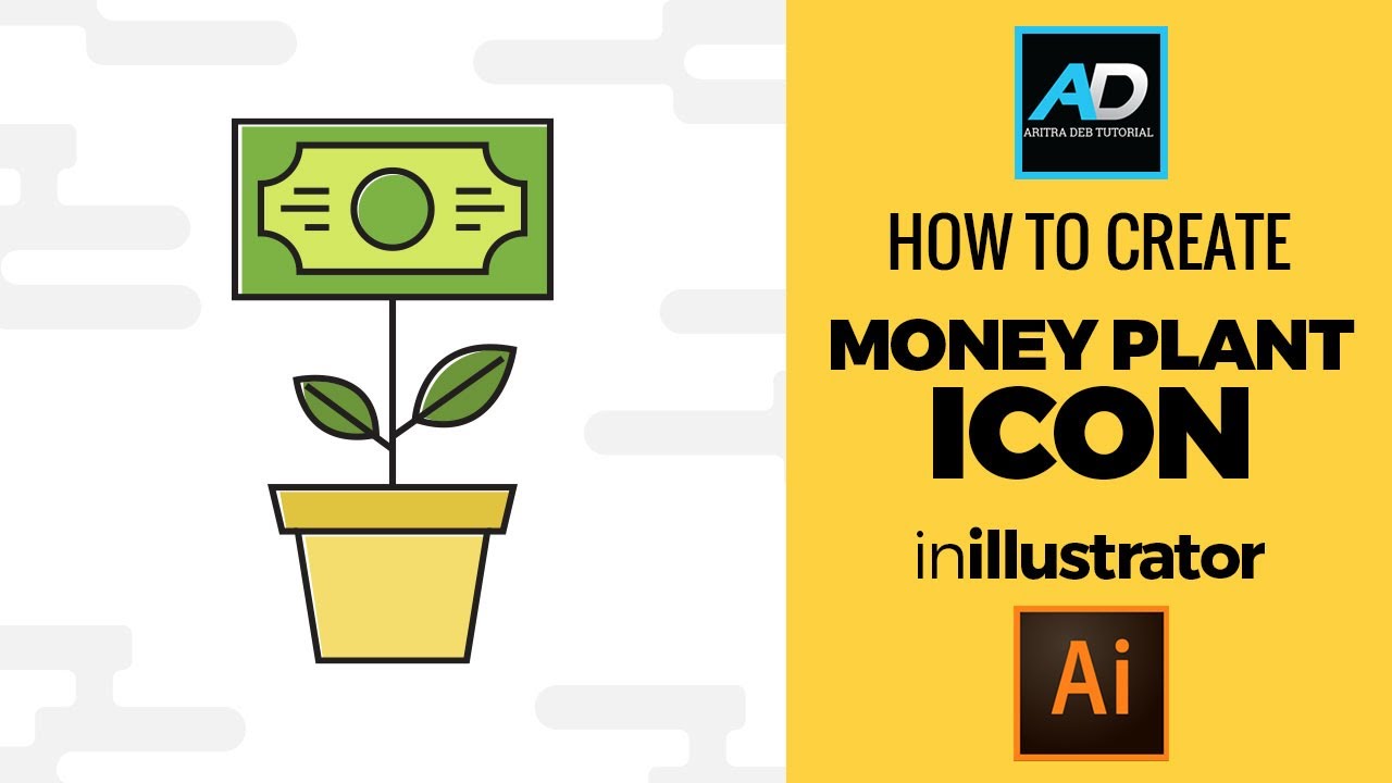 How to Make Money Plant Icon in illustrator | Icon Maker | Adobe Illustrator Tutorial