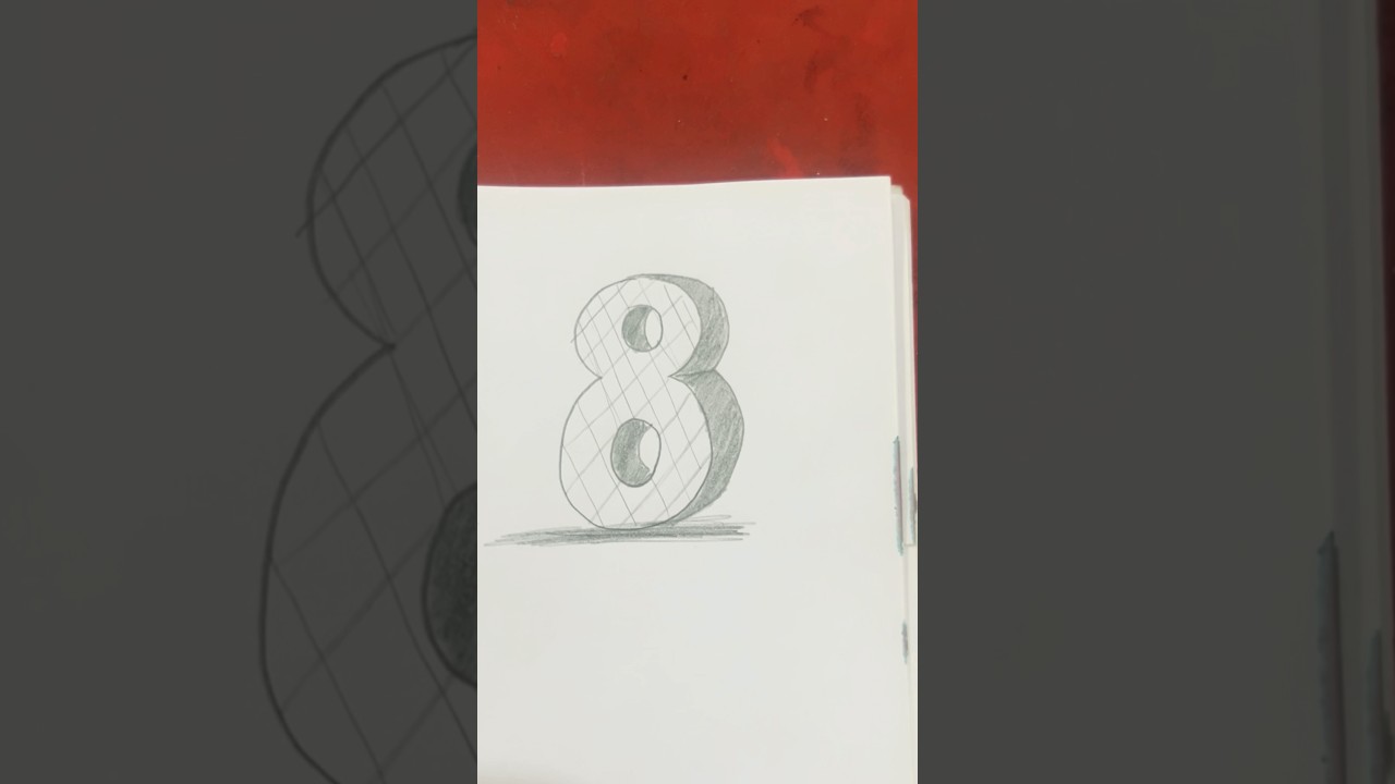 How to draw 3-D number - 8 #shorts ￼