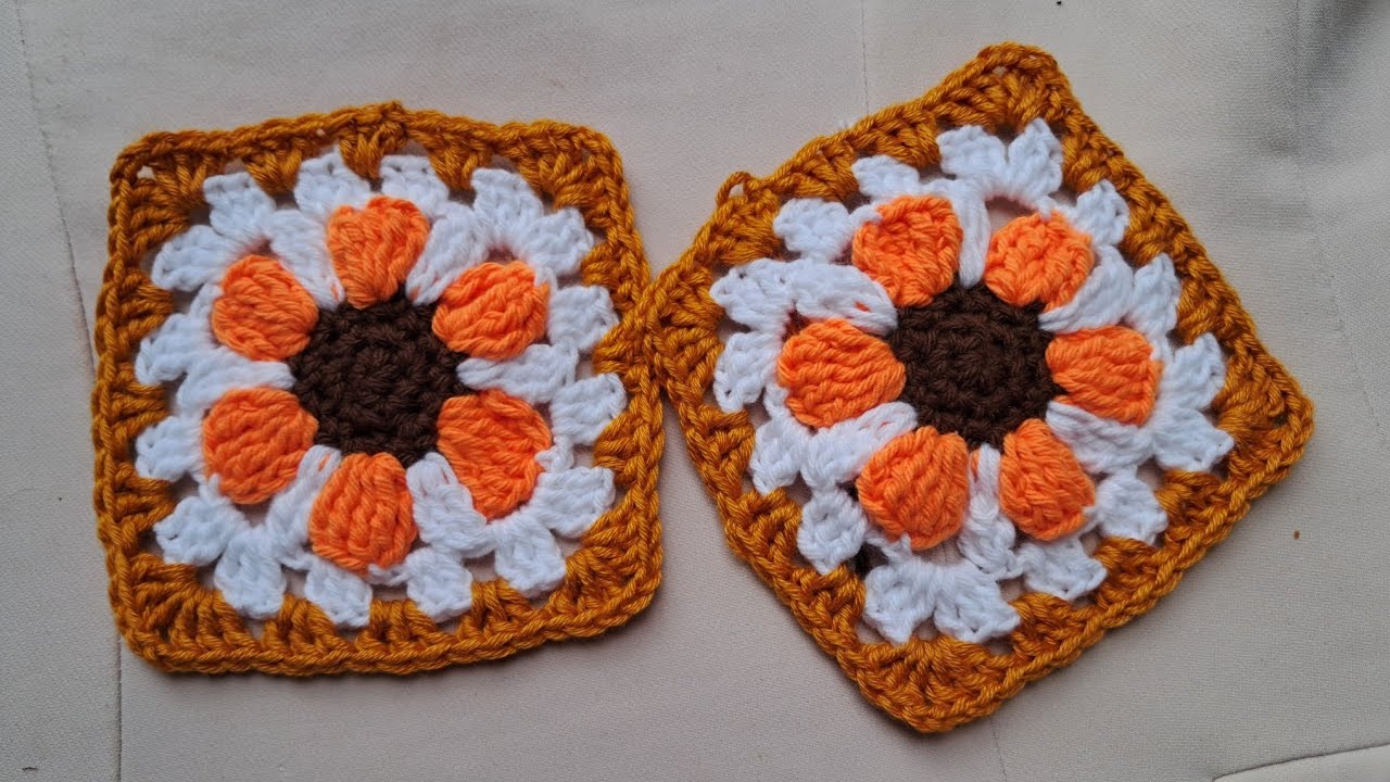 Hermoso cuadrado o granny en forma de flor tejido paso a paso