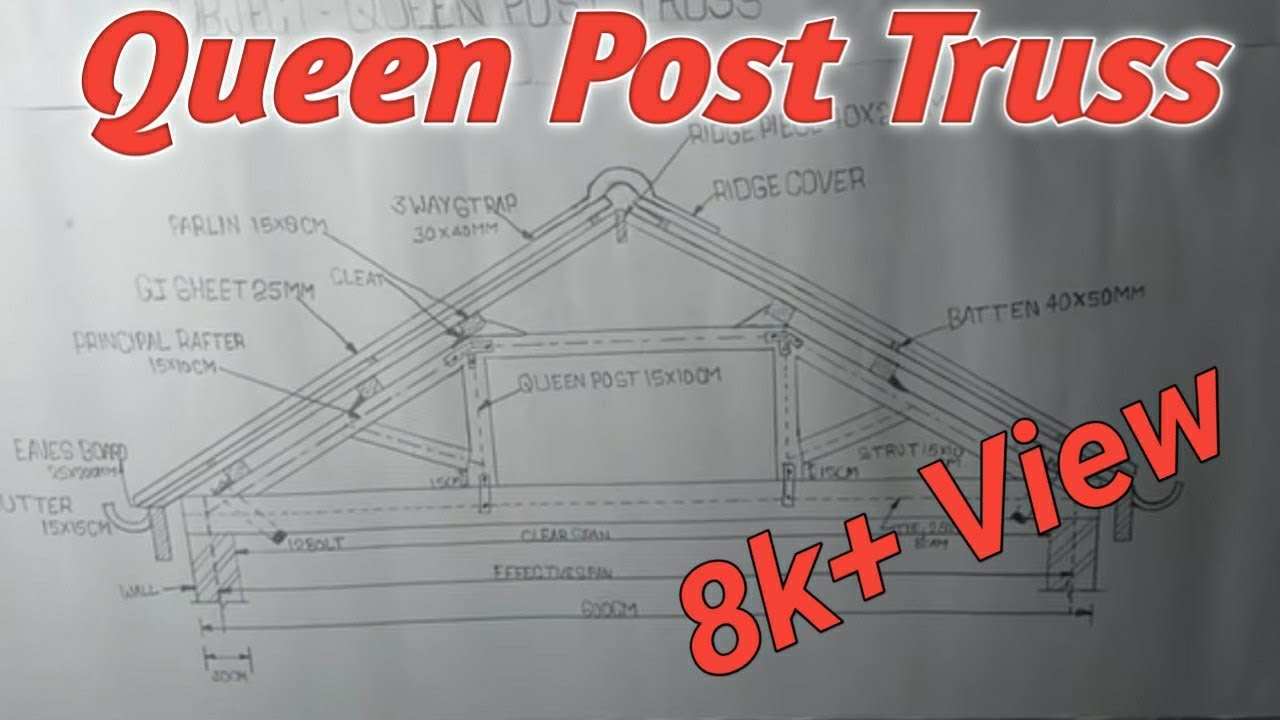 Queen post Truss | civil engineering drawing | Polytechnic |#okengineeringacademy