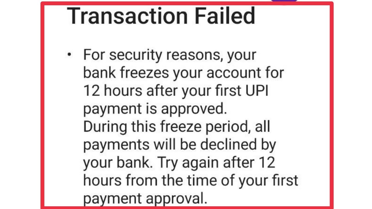 PhonePe UPI Payment Not Send & Transaction Failed For security reasons, your bank freezes Problem