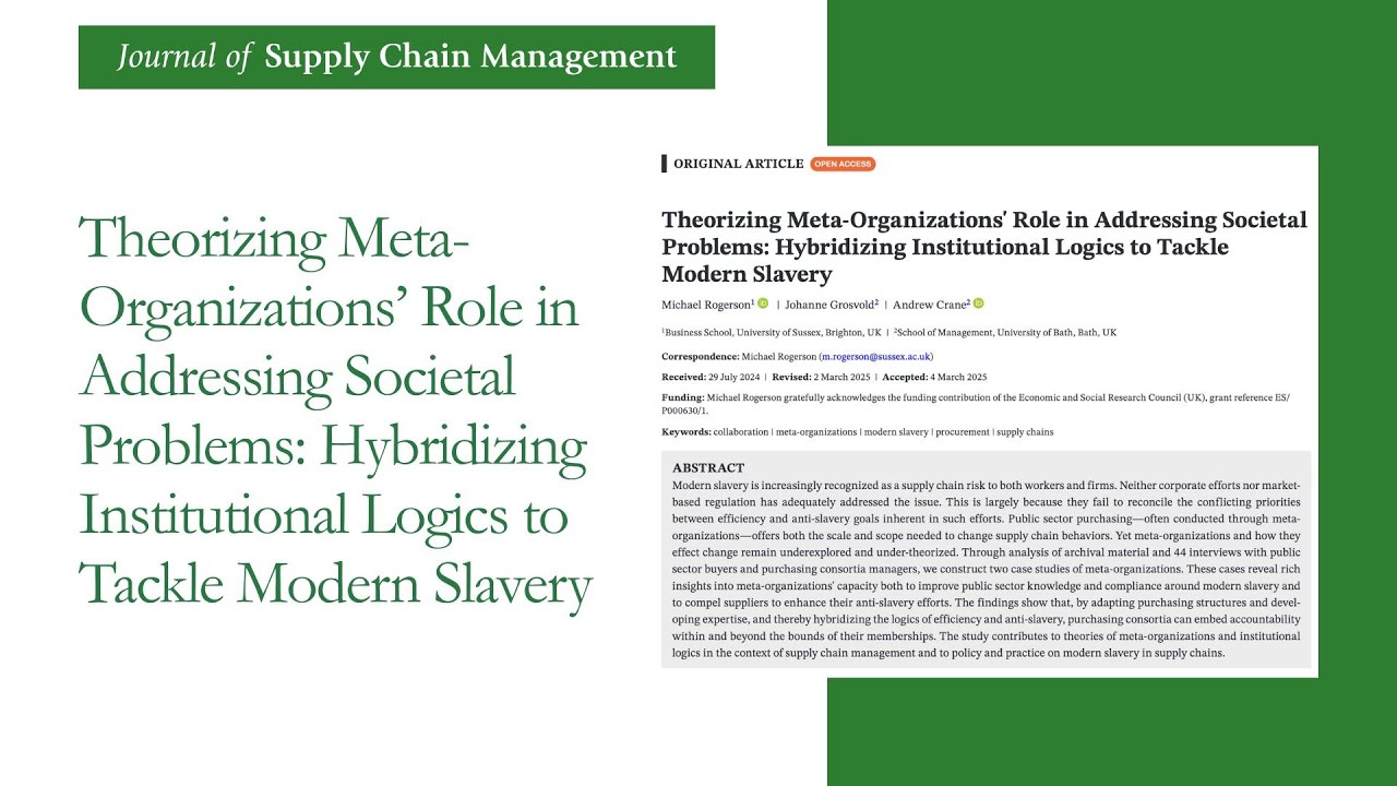 Theorizing Meta-Organizations' Role in Addressing Societal Problems