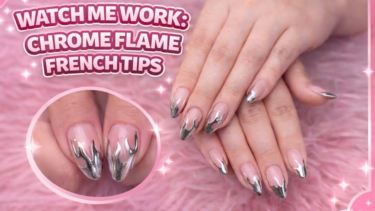 Watch Me Work: Chrome Flame French Tips 🔥