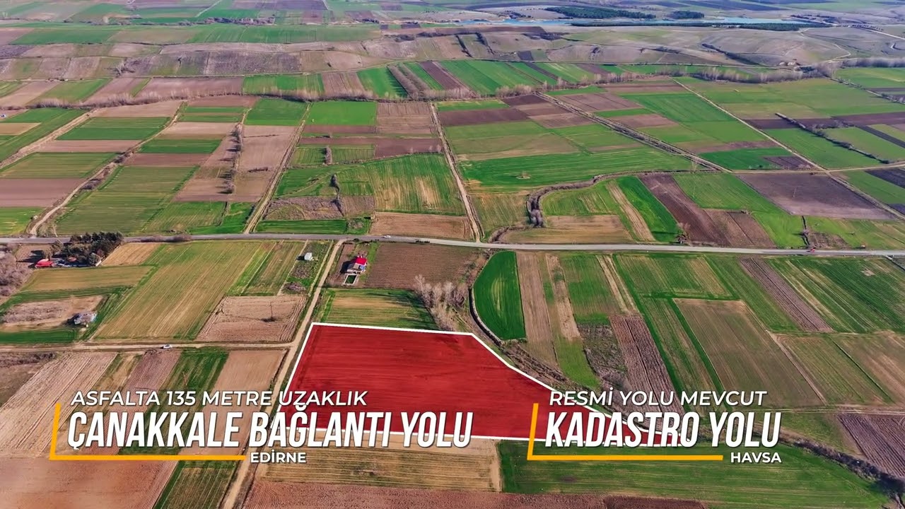 ANAYOLA, KÖYE, GİŞELERE YAKIN YOL CEPHELİ 10.169 M² TARLA - EDİRNE OSMANLI KÖYÜ - GURBET EMLAK
